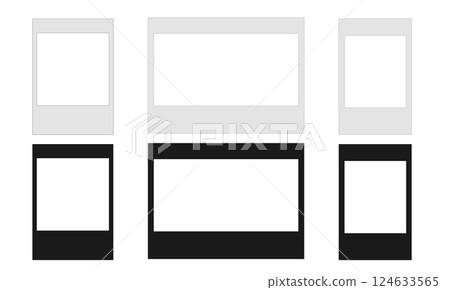 Set of empty white photo frames. Realistic photo card frame mockup - vector for stock. 124633565