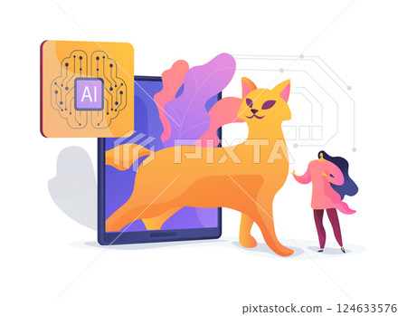 AI Virtual Pet Companions abstract concept vector illustration. AI Virtual Pet Companions abstract concept vector illustration. 124633576