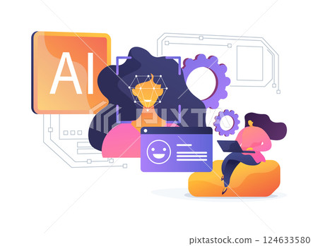 AI Emotion Detection in Customer Service abstract concept vector illustration. 124633580