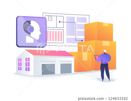AI Warehouse Inventory Management abstract concept vector illustration. AI Warehouse Inventory Management abstract concept vector illustration. 124633582