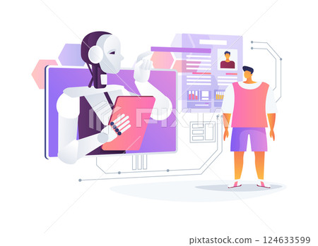 AI-Powered Athlete Performance Analysis abstract concept vector illustration. AI-Powered Athlete Performance Analysis abstract concept vector illustration. 124633599