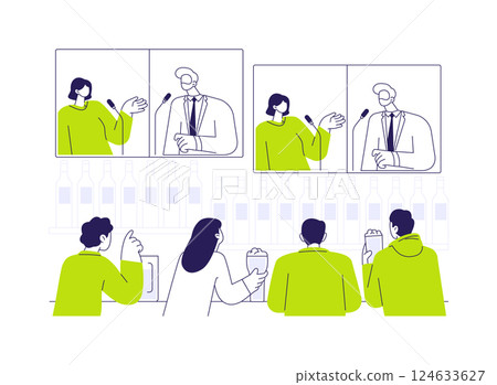 Broadcasting debates abstract concept vector illustration. 124633627