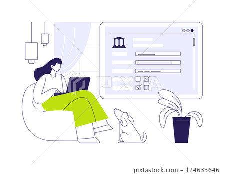 Filling census form online abstract concept vector illustration. 124633646