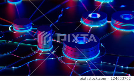 Futuristic Network: Illuminated Connections in a Digital Universe 124633702