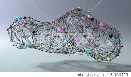 Colorful Connections: An Abstract Cloud of Interwoven Lines and Nodes 124633705
