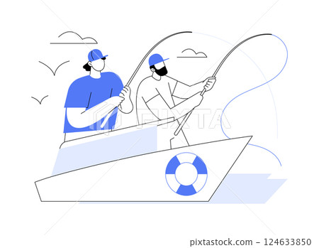 Fishing vessel rental isolated cartoon vector illustrations. 124633850
