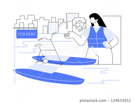 Hydrobike rental isolated cartoon vector illustrations. Hydrobike rental isolated cartoon vector illustrations. 124633852