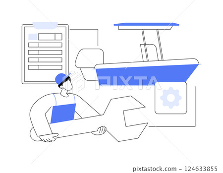 Boat mechanic isolated cartoon vector illustrations. 124633855
