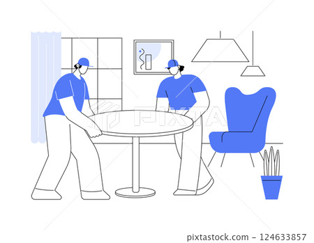 Furniture placing isolated cartoon vector illustrations. 124633857