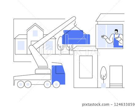 Large object moving isolated cartoon vector illustrations. 124633859