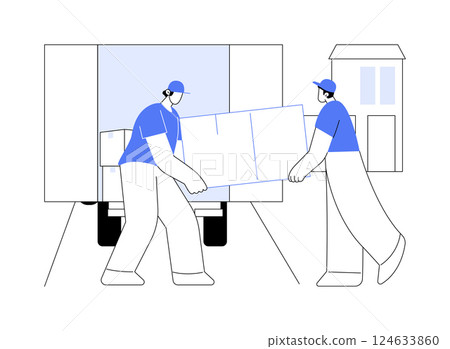 Truck loading isolated cartoon vector illustrations. 124633860