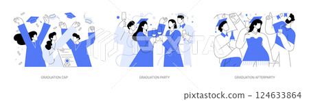 Graduation isolated cartoon vector illustrations set. 124633864