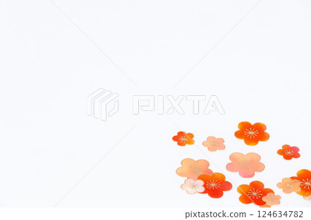 Background material with plum pattern on white background Background material with plum pattern on white background 124634782