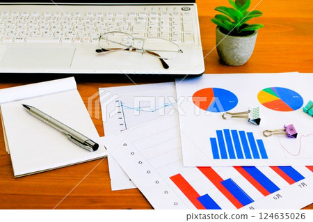 Desk work business image graph chart 124635026