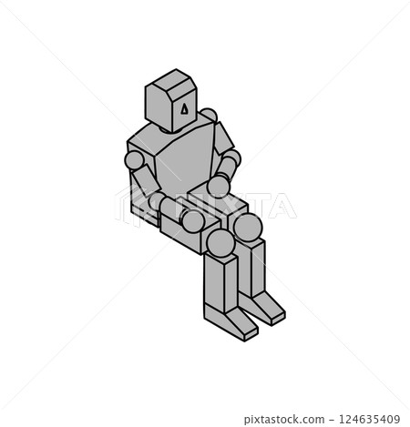 Isometric material of a sitting humanoid robot_1 124635409