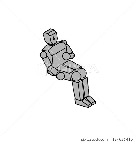 坐姿人形機器人等距材料_4 124635410