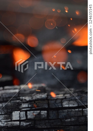 Charcoal, fire starter, flame 124635545