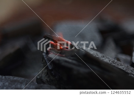 Charcoal, fire starter, flame 124635552