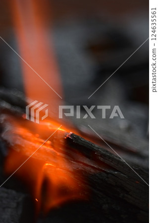 Charcoal, fire starter, flame 124635561