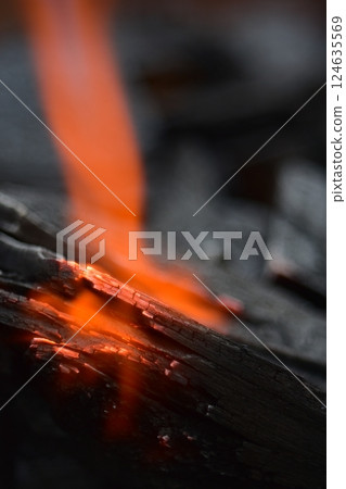 Charcoal, fire starter, flame Charcoal, fire starter, flame 124635569