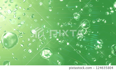 從左上角落下的水滴-綠色背景 124635804