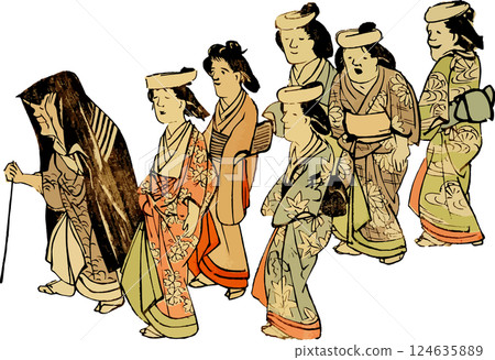 Loose illustrations of walking women 124635889