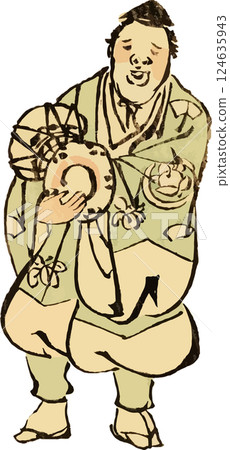 一幅隨意繪製的畫,畫中是一個正在打鼓的男人 一幅隨意繪製的畫,畫中是一個正在打鼓的男人 124635943