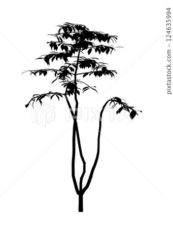 Tree silhouette isolated on white background. 3D. Vector illustration. Tree silhouette isolated on white background. 3D. Vector illustration. 124635994