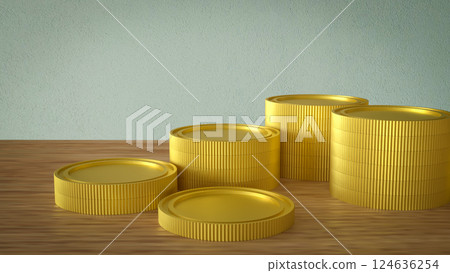 The Gold coins for Business concept 3d Rendering. 124636254