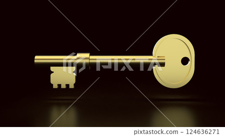 The Gold key for security or business concept 3d Rendering. The Gold key for security or business concept 3d Rendering. 124636271