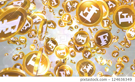 散落的瑞士法郎硬幣 — 銀色背景 124636349