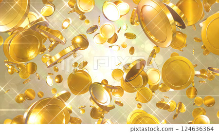 Coins scattered around - gold background Coins scattered around - gold background 124636364