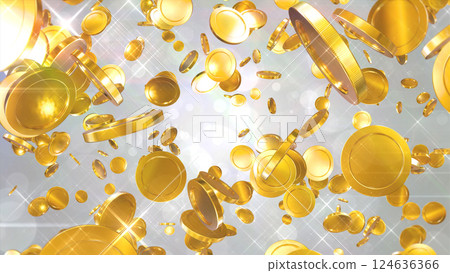 散落的硬幣-銀色背景 124636366