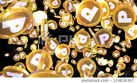 點硬幣散落在周圍-黑色背景 點硬幣散落在周圍-黑色背景 124636367