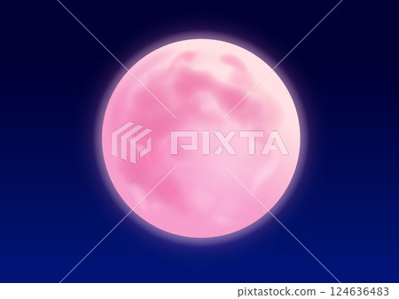 Pink moon full moon illustration 124636483