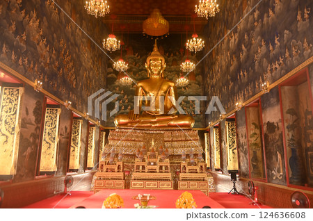Phra Buddha Thewarat Sculpture It is the principal Buddha image in the chapel at Wat Thewarat Kunchorn Worawihan. Meaning "Indra's Elephant", it is currently registered by the Fine Arts Department. 124636608