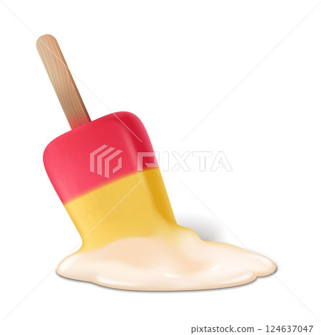 Melted Popsicle on White Background Melted Popsicle on White Background 124637047