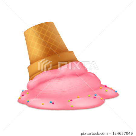 Upside Down Ice Cream Cone on White Background Upside Down Ice Cream Cone on White Background 124637049