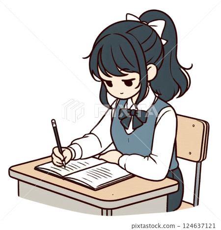 School girls studying 124637121