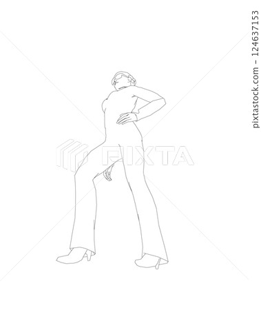 Portrait of woman in sunglasses. Vector minimalistic illustration for social media stories, logo, poster, print, cover, postcard, banner. Female figure outline. Contour of a girl in a business suit. Portrait of woman in sunglasses. Vector minimalistic illustration for social media stories, logo, poster, print, cover, postcard, banner. Female figure outline. Contour of a girl in a business suit. 124637153