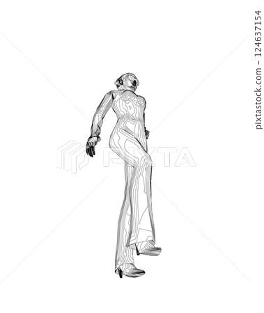 Portrait of woman in sunglasses. Vector minimalistic illustration for social media stories, logo, poster, print, cover, postcard, banner. Female figure outline. Contour of a girl in a business suit. Portrait of woman in sunglasses. Vector minimalistic illustration for social media stories, logo, poster, print, cover, postcard, banner. Female figure outline. Contour of a girl in a business suit. 124637154