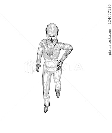 Portrait of woman in sunglasses. Vector minimalistic illustration for social media stories, logo, poster, print, cover, postcard, banner. Female figure outline. Contour of a girl in a business suit. Portrait of woman in sunglasses. Vector minimalistic illustration for social media stories, logo, poster, print, cover, postcard, banner. Female figure outline. Contour of a girl in a business suit. 124637156