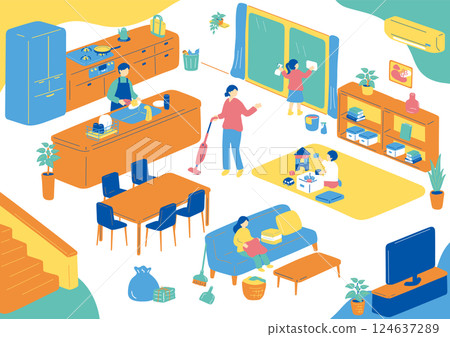 打掃房間的人 124637289