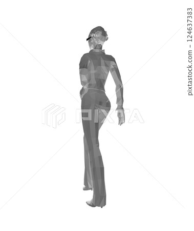 Stylish young women dressed in trendy clothes. Fashionable casual and formal outfits. 3D polygonal vector illustration. Girl boss. Fashion girl in sunglasses girl boss. woman face vector illustration. 124637383