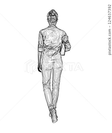 Drawing of fashionable young woman walking with folder with documents in hand. Vector of girl walk. Drawing Illustration of Young Woman. isolated, sketch, contour girl, woman walking Drawing of fashionable young woman walking with folder with documents in hand. Vector of girl walk. Drawing Illustration of Young Woman. isolated, sketch, contour girl, woman walking 124637392