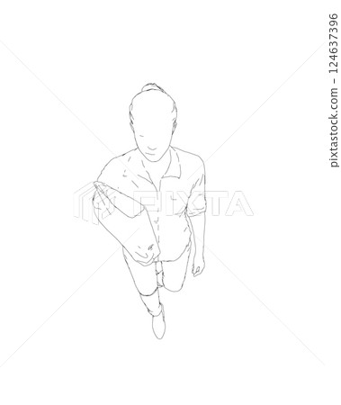 Drawing of fashionable young woman walking with folder with documents in hand. Vector of girl walk. Drawing Illustration of Young Woman. isolated, sketch, contour girl, woman walking 124637396