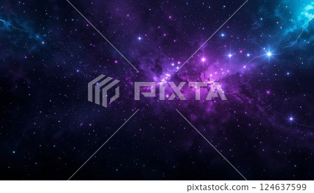 A dynamic cosmic scene displaying swirling blue and purple gas clouds with sparkling stars, creating a sense of movement and energy, perfect for projects on space or fantasy themes. A dynamic cosmic scene displaying swirling blue and purple gas clouds with sparkling stars, creating a sense of movement and energy, perfect for projects on space or fantasy themes. 124637599
