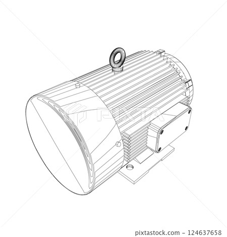 Electric motor icon on white background. Outline engine electric power. Electric contour generator motor. Vector color web icon. Creative illustration design, idea for infographics. 124637658