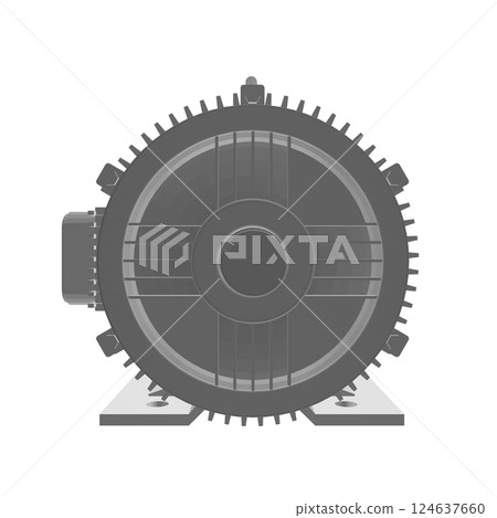 Electric motor rotor. Electric motor polygonal on a white background. 3D. Vector illustration. Industrial Electric Engine. Grey Elements on Repeating Turquoise Electric motor rotor. Electric motor polygonal on a white background. 3D. Vector illustration. Industrial Electric Engine. Grey Elements on Repeating Turquoise 124637660
