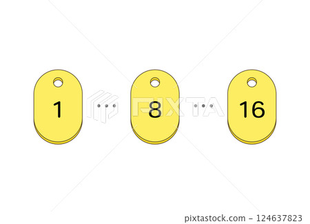 Image of number tag (with order and lines) Image of number tag (with order and lines) 124637823